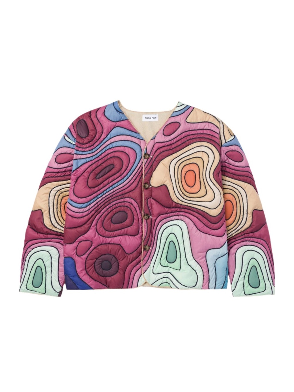Ryoko Rain Quilted Wave Print Jacket